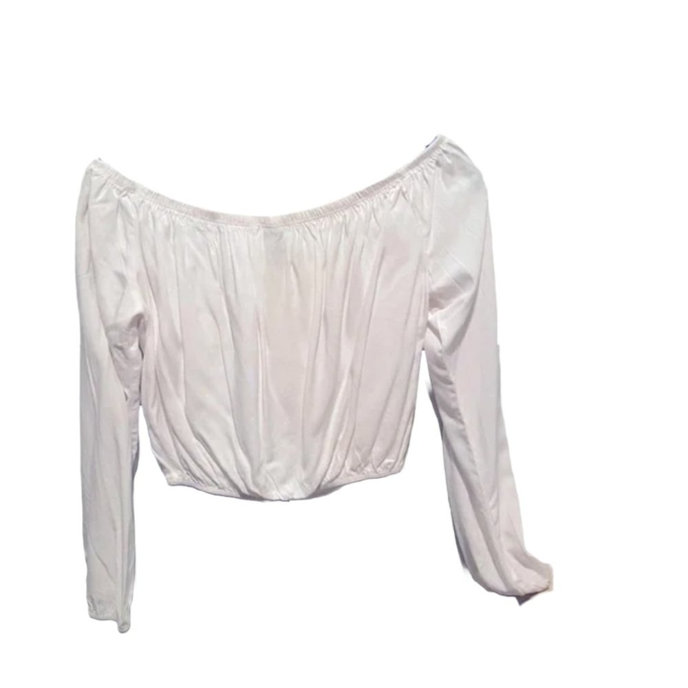 White crop peasant style crop top